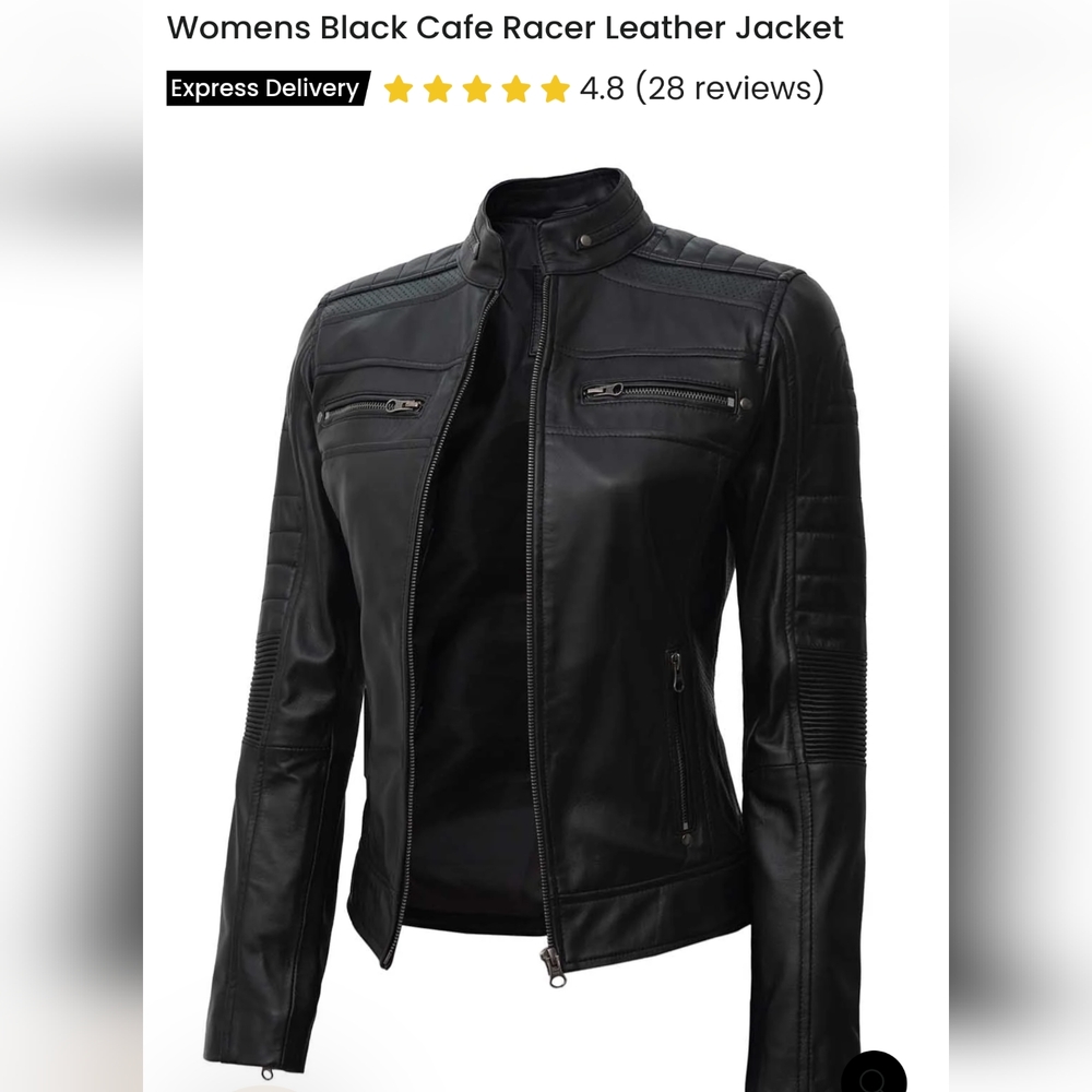 Women's Black Cafe Racer Leather Jacket